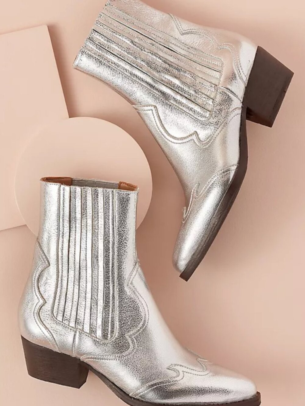 Hudson London Sienna Boots, Anthropologie UK, Metallic Silver, size 39 (US 8)